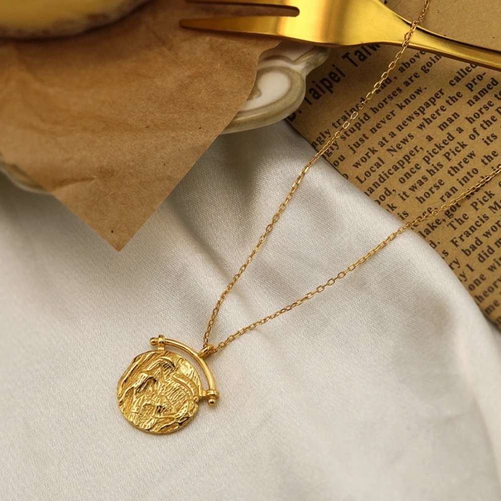 ❤️‍🔥HOT❤️‍🔥 925 Sterling Silver Gold Plated Coin Style Trendy Pendant Necklace